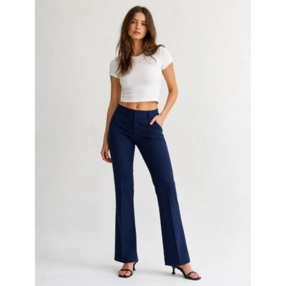 Express Columnist Barely Boot Mid Rise Navy Blue Stretch Dress Pants Womens 10R